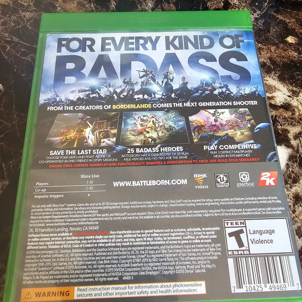 Battleborn Xbox One Game 2K Gearbox Hero Shooter Physical Disc Case